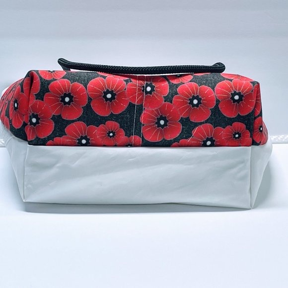 Recycled Sail Cloth Red Poppy Womens Shoulder Tote Bag Handmade - Picture 3 of 7